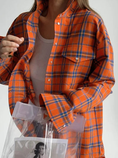 Oversized Plaid Button-Down Shirt