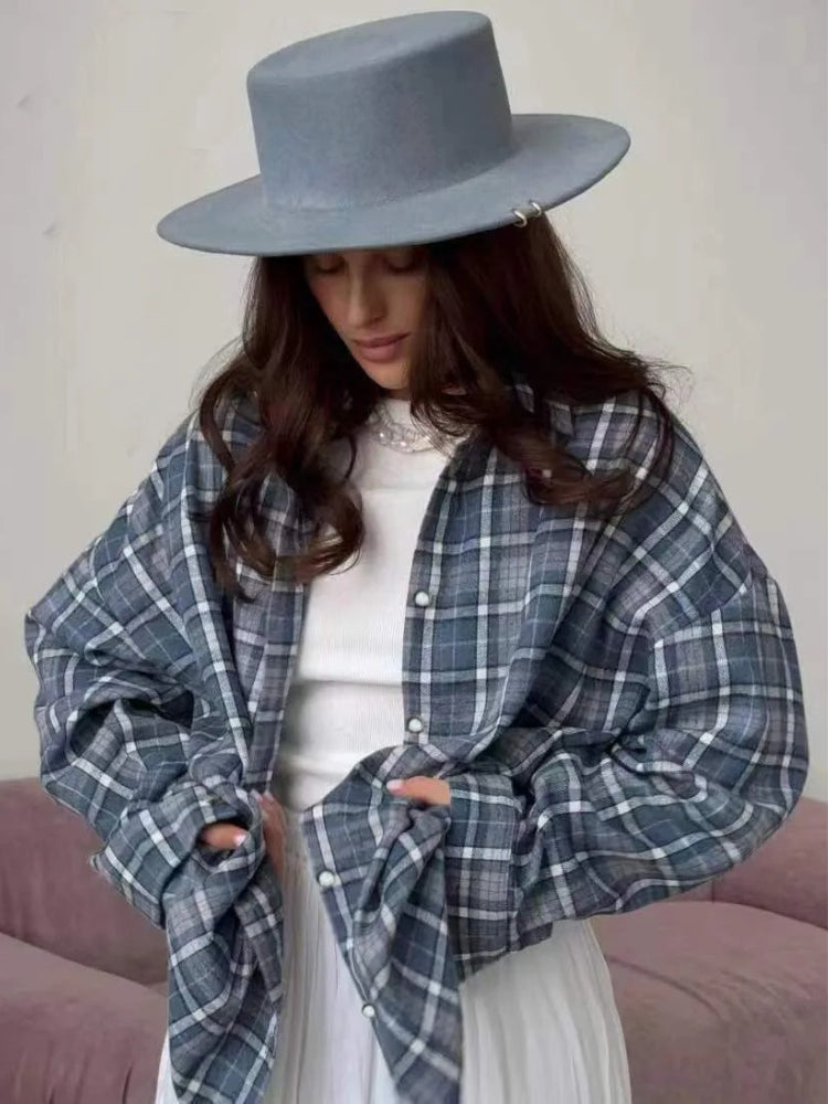 Oversized Plaid Button-Down Shirt