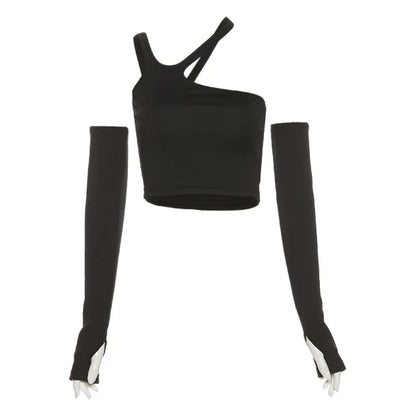 Casual Halter Top with Sleeves