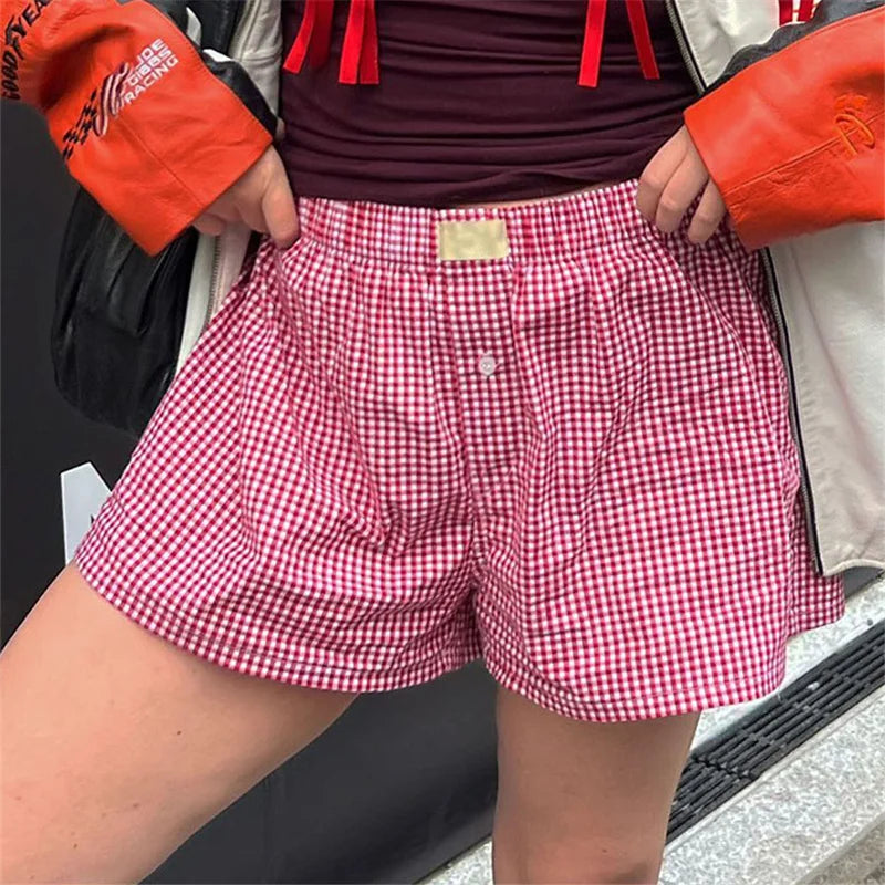 Y2K Plaid Flannel Lounge Shorts